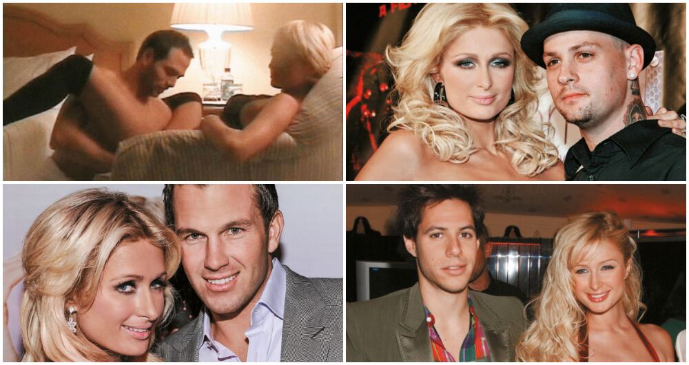 1. Protagonizó un lío mundial por este video sexual con Rick Salomon, quien lo comercializó. Luego vinieron Jason Shaw, Deryck Whibley, Simon Rex y Jamie Kennedy. 2. Antes de salir con el guitarrista Benji Madden (en la foto), hoy esposo de Cameron Díaz, estuvo con Josh Henderson, Tyler Atkins y Adrian Grenier. 3. Con Cy Waits (foto) vivió días frenéticos. A ella la arrestaron por posesión de cocaína y a él por conducir ebrio. Siguieron romances con Todd Phillips y Afrojack. 4. Duró cuatro meses comprometida con el acaudalado heredero griego y su tocayo, Paris Latsis. También se dice que tuvo un affaire con Leonardo DiCaprio.