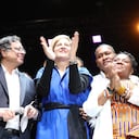 Celebración del triunfo de Gustavo Petro en Movistar Arena con Veronica Alcocer