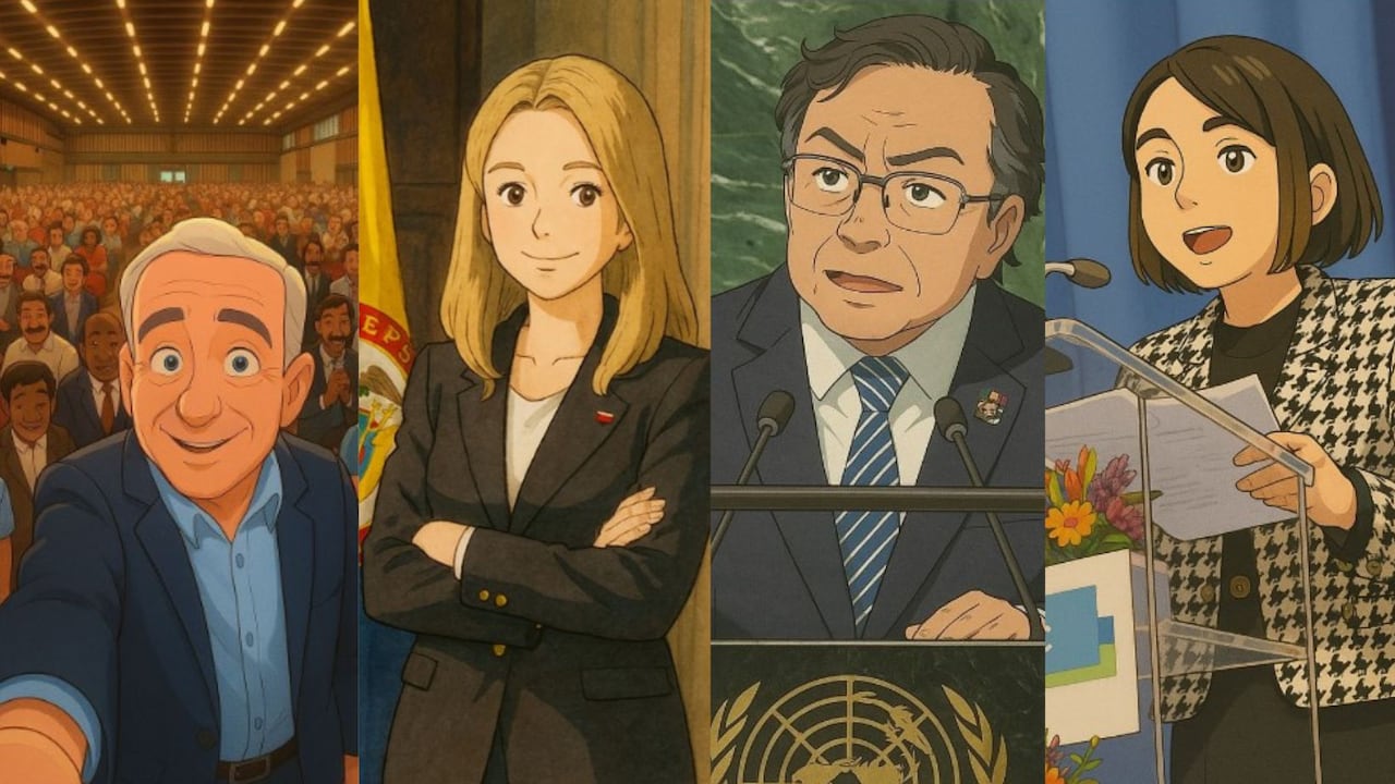 Álvaro Uribe Vélez, Vicky Dávila, Gustavo Petro y Laura Sarabia al estilo de Studio Ghibli