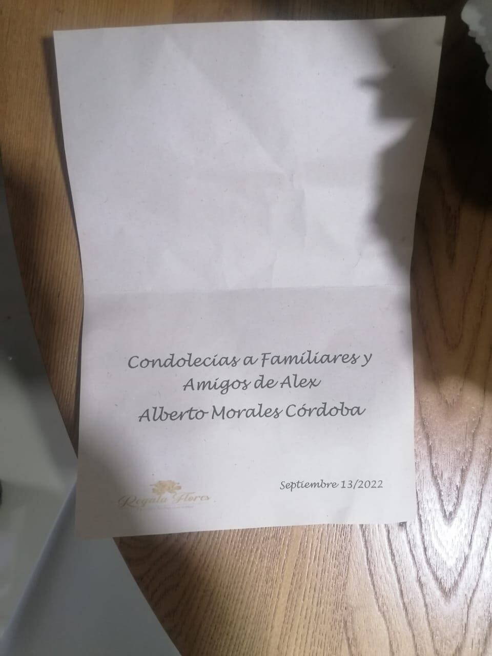 Este es el sufragio con el que invitan a los familiares y amigos del defensor de derechos humanos Alex Morales para asistir a su velorio.