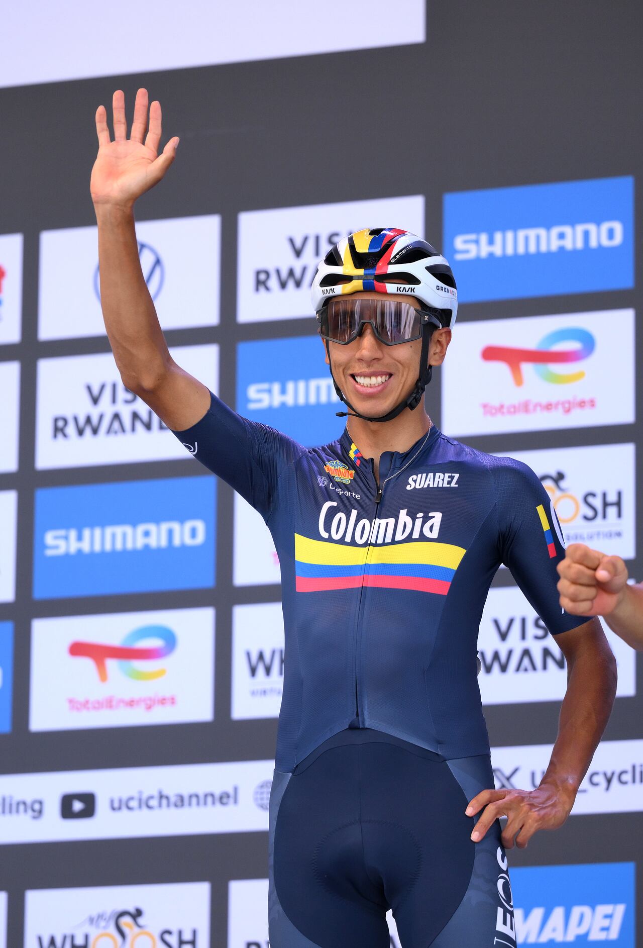 Egan Bernal durante la presentación con la camiseta de Colombia en el Mundial de Ciclismo.