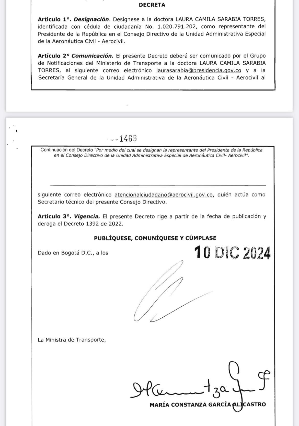 Decreto Laura Sarabia