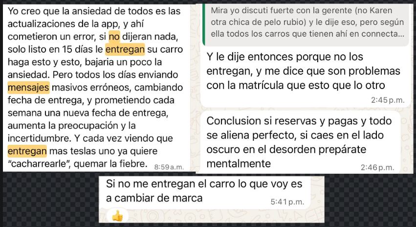 Problemas para Tesla por falta de respuesta a clientes y por no ofrecer información clara a sus clientes.