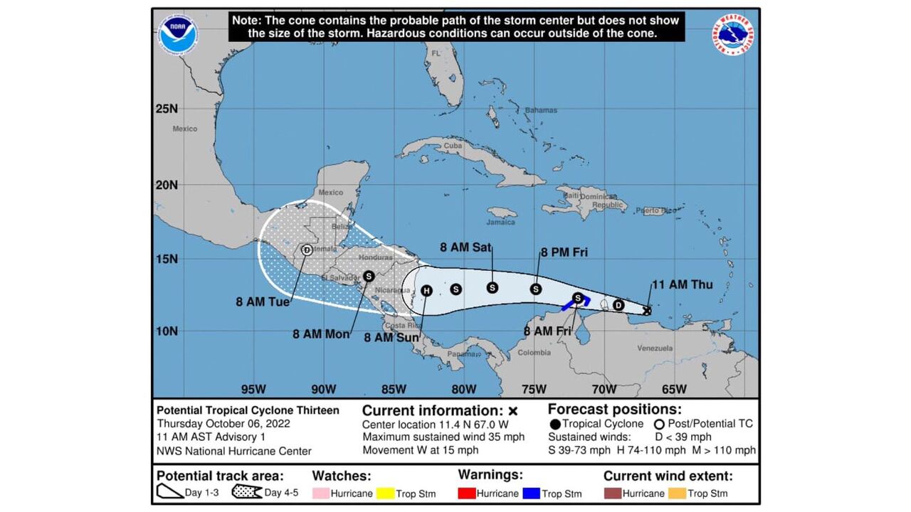 Trayecto del potencial ciclón.