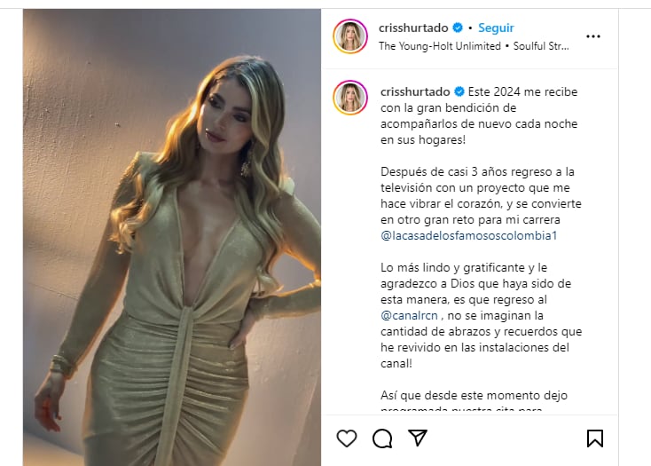 Foto: Instagram @crisshurtado