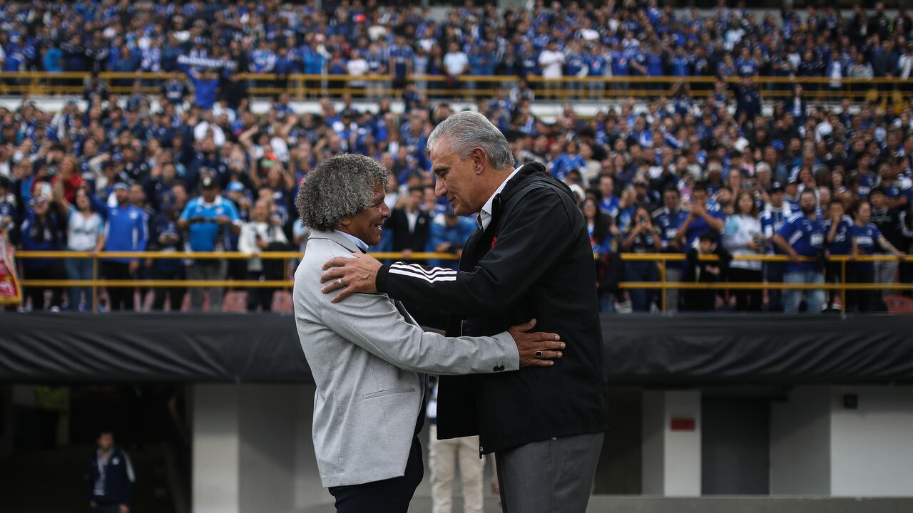 Alberto Gamero y Tite previo al Millonarios vs. Flamengo de Copa Libertadores