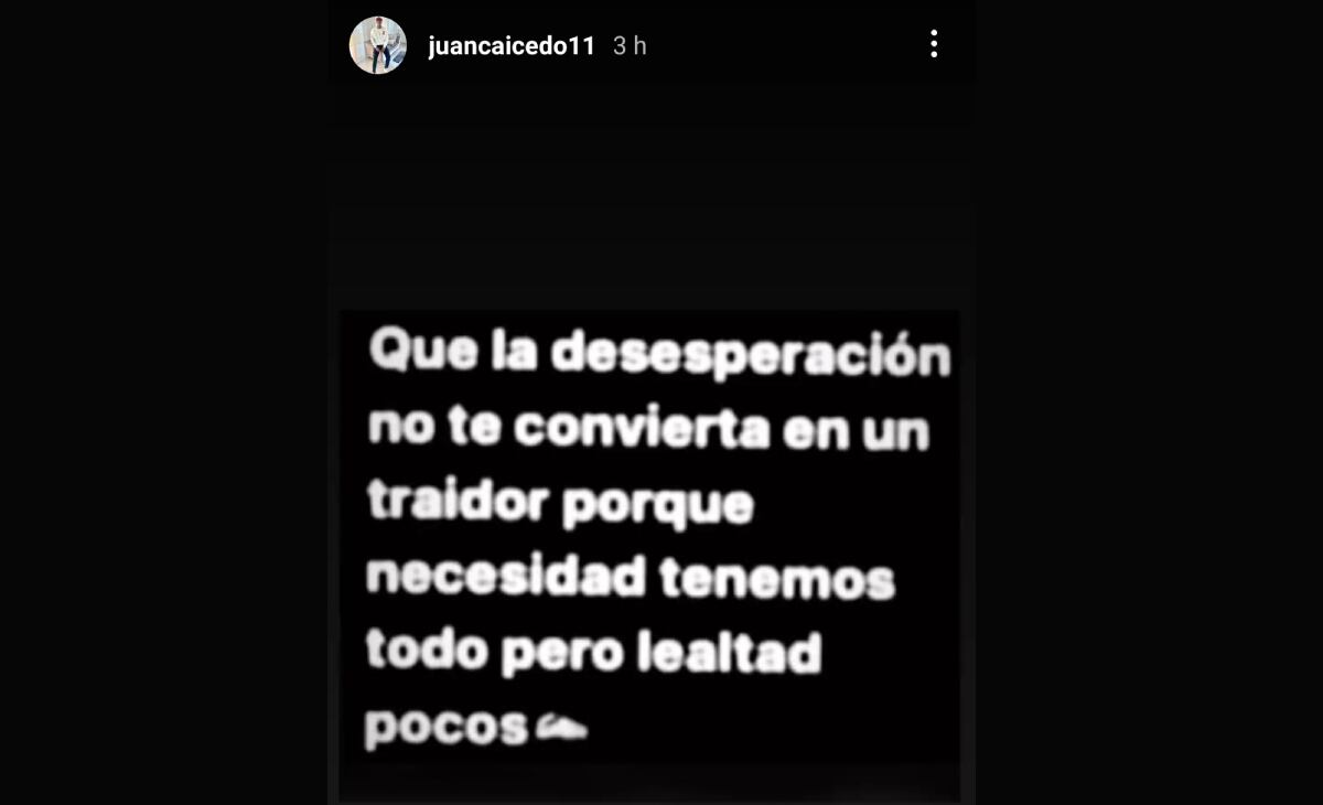 Este fue la publicación que desató la polémica entre el delantero Caicedo y Montero