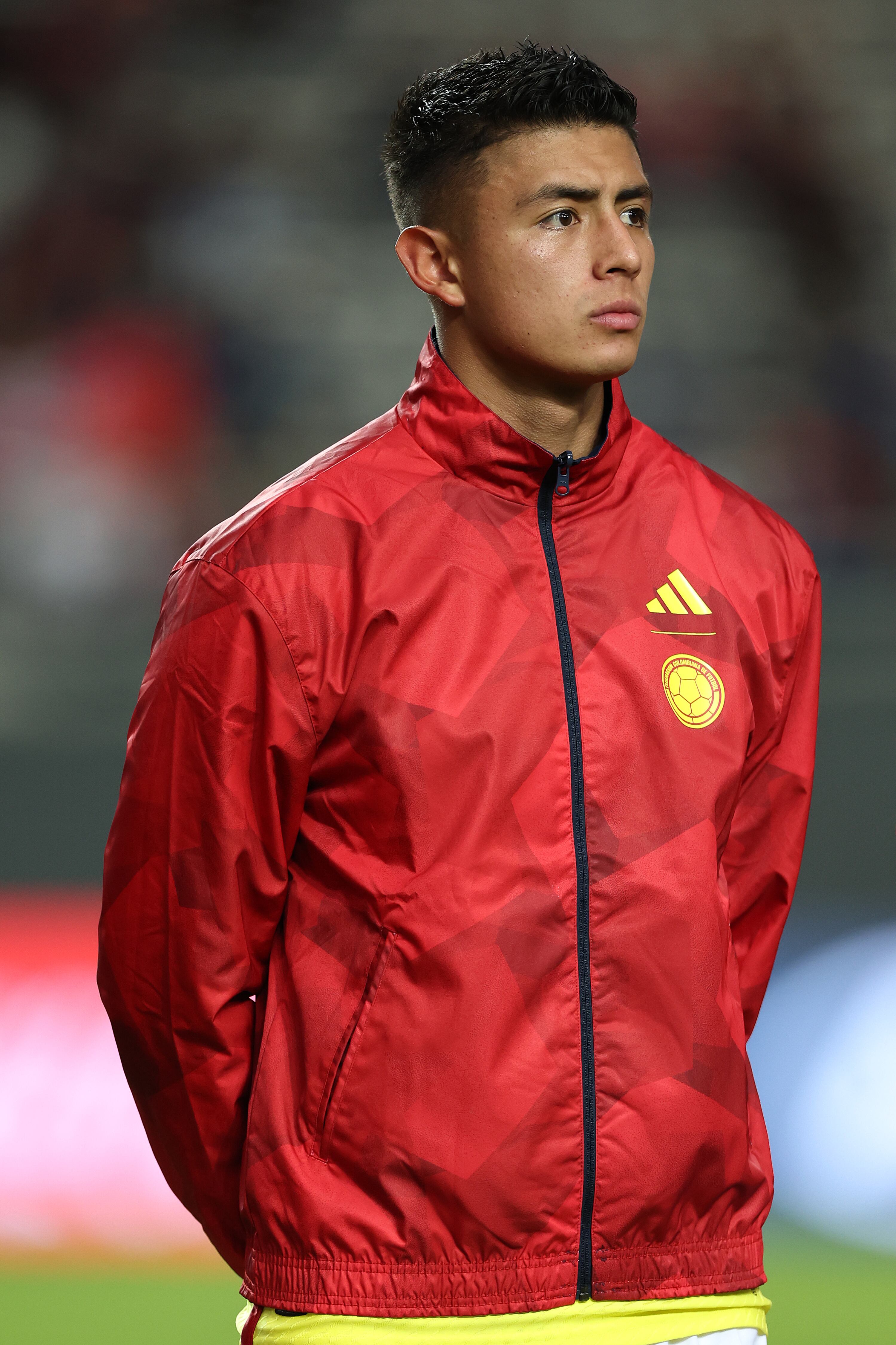 LA PLATA, ARGENTINA - MAY 24: Kevin Mantilla of Colombia looks on during the FIFA U-20 World Cup Argentina 2023  Group C match between Japan and Colombia at Estadio Unico Diego Armando Maradona on May 24, 2023 in La Plata, Argentina. (Photo by Tim Nwachukwu - FIFA/FIFA via Getty Images)