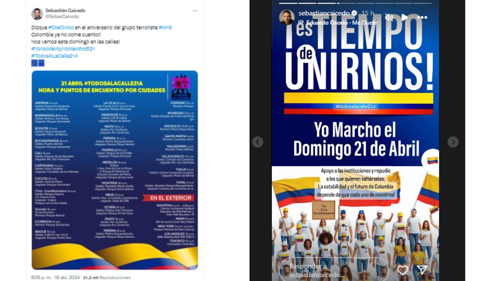 Sebastián Caicedo se fue contra Gustavo Petro y aseguró que marchará este 21 de abril: “Colombia ya no come cuento”