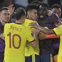 Colombia's Luis Diaz (C) celebrates with teammates after scoring against Bolivia during their South American qualification football match for the FIFA World Cup Qatar 2022, at the Metropolitano Roberto Melendez stadium in Barranquilla, Colombia, on March 24, 2022.
Raul ARBOLEDA / AFP