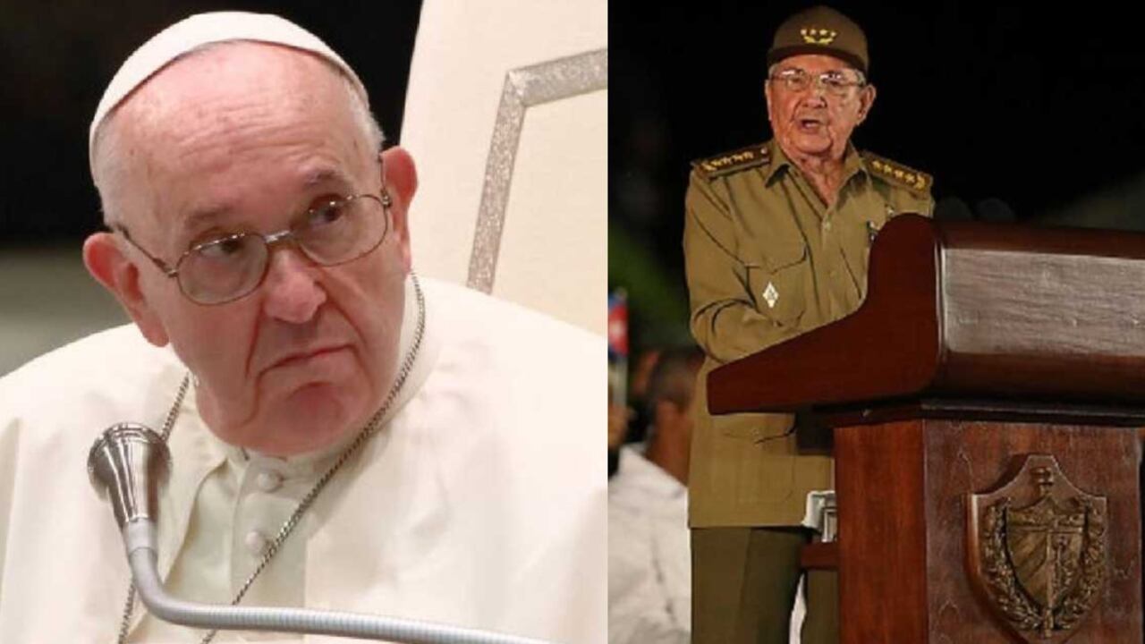 El papa Francisco y Raúl Castro.