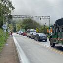 La vía se encuentra colapsada.