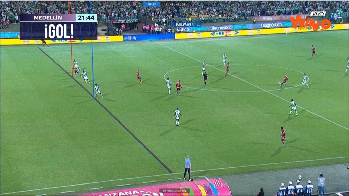 Gol de Luciano Pons con Independiente Medellín en el clásico con Atlético Nacional.
