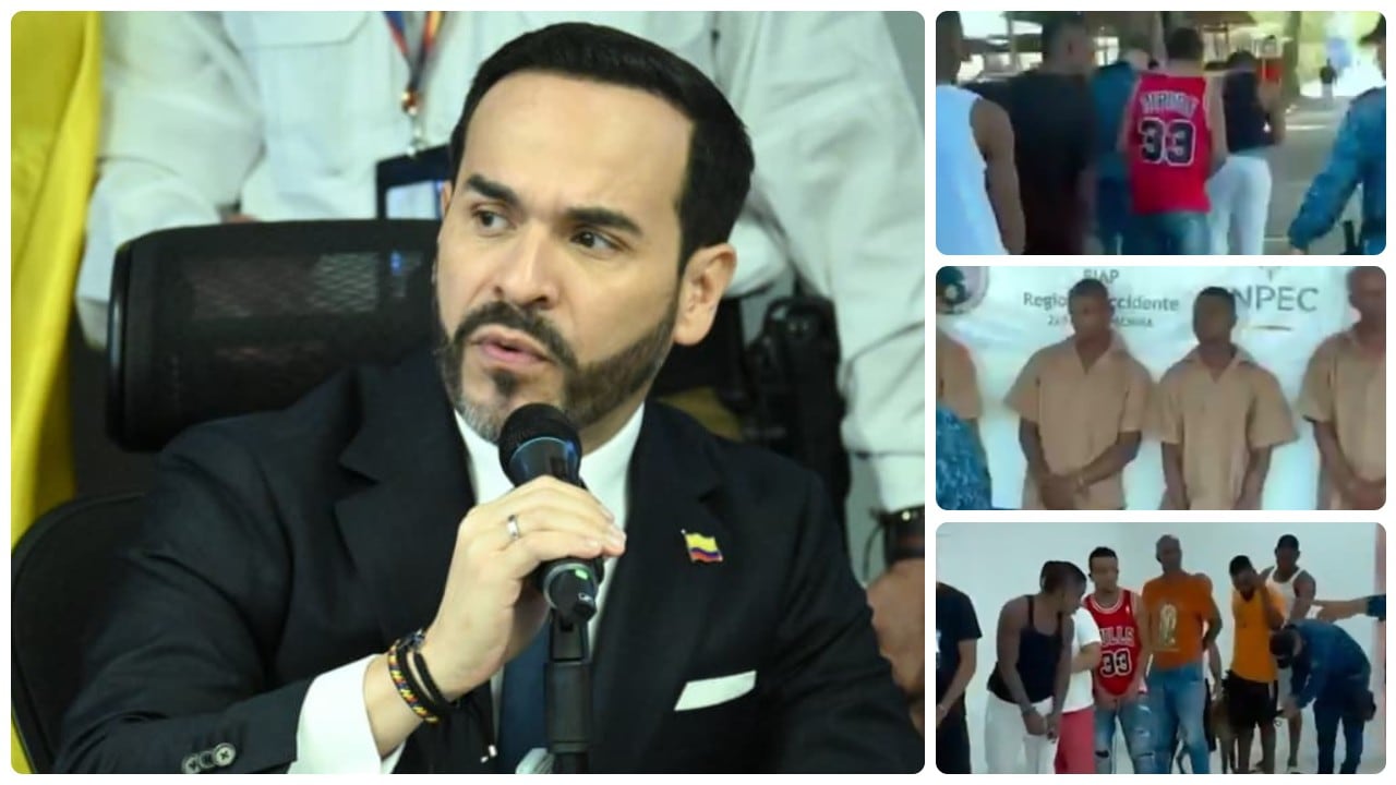Abelardo De La Espriella y los hombres capturados que fueron trasladados de penitenciario.