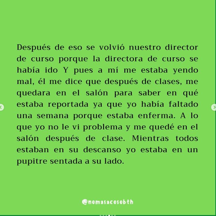 Testimonio # 9 recopilado por la cuenta  en Instagram  @nomasacosobth