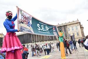 Protestas Maestros en la Plaza de Bolívar