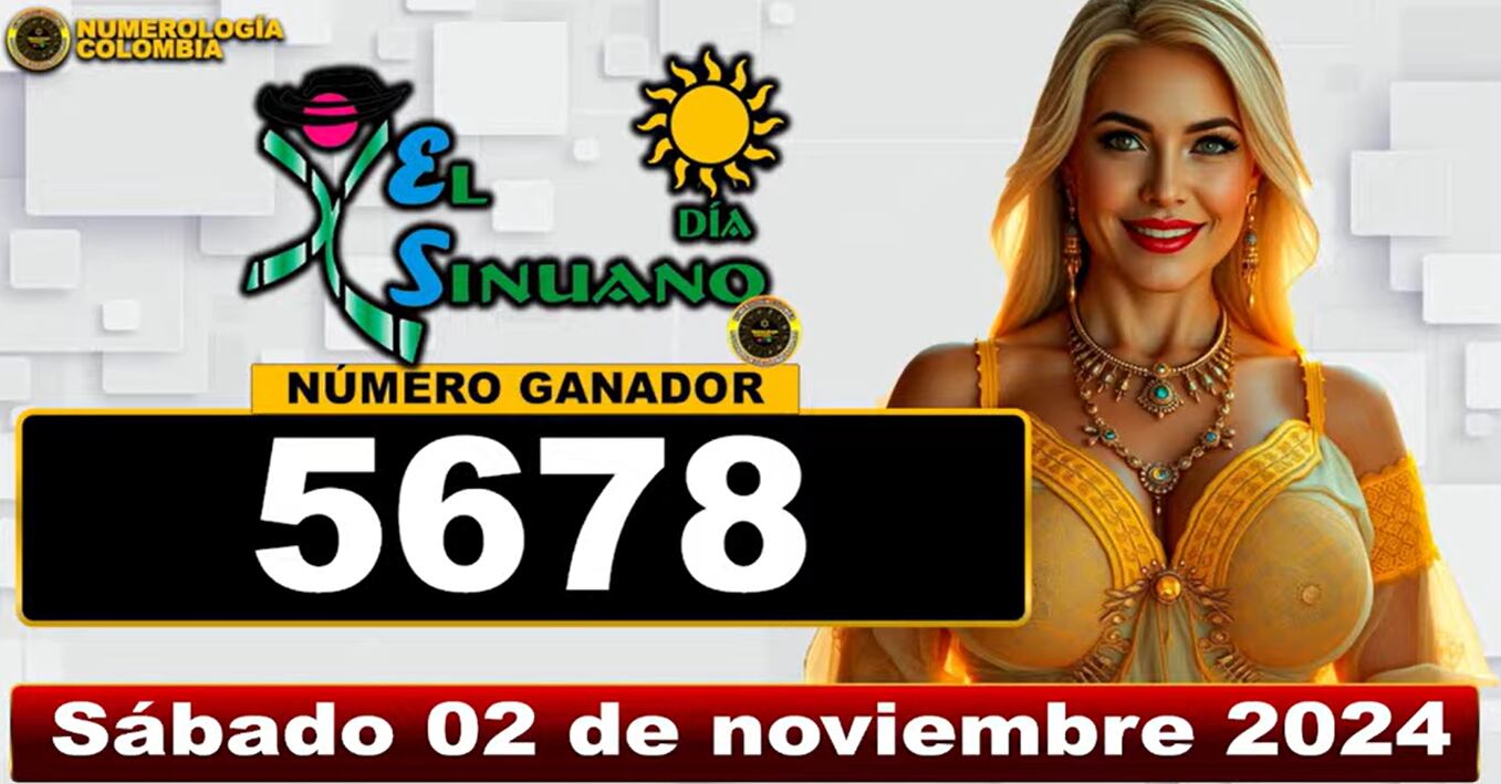 En el sorteo 12439 de la Lotería de Sinuano Día, llevado a cabo el 2 de noviembre de 2024, el número 5678 se llevó el premio mayor de 1.500 millones de pesos, convirtiéndose en el gran ganador de la jornada.