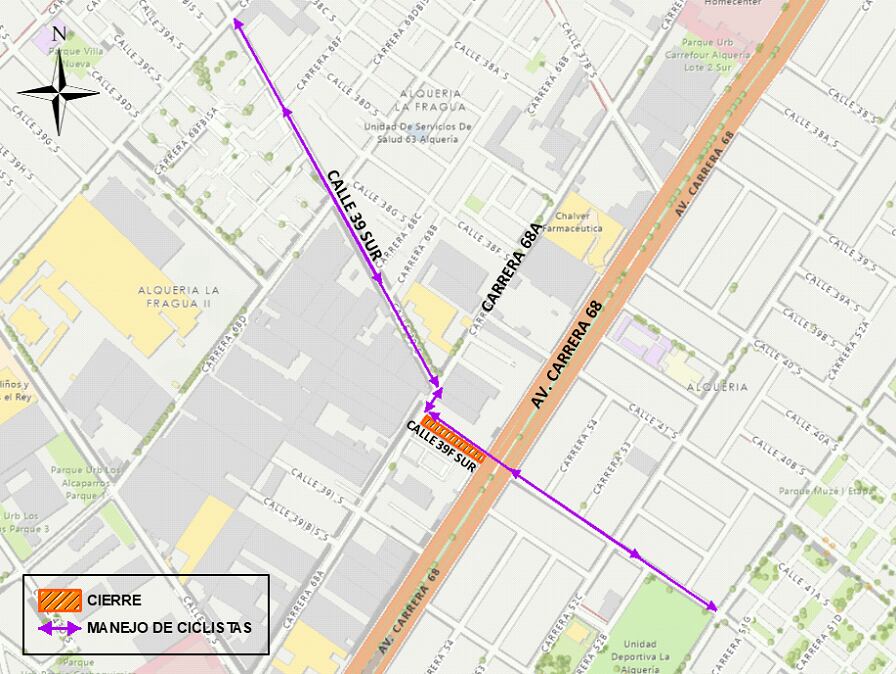 Los nuevos cierres por obras de la Av. Carrera 68
