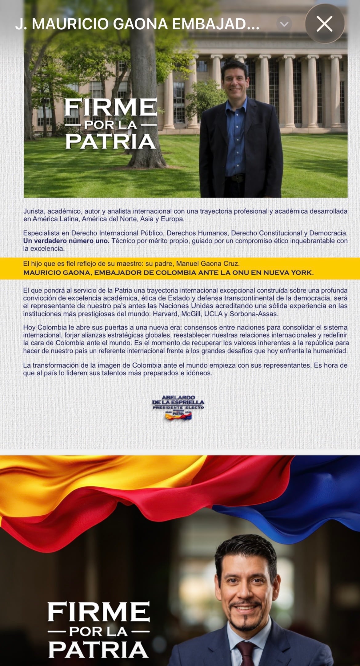 comunicado designación de Mauricio Gaona.