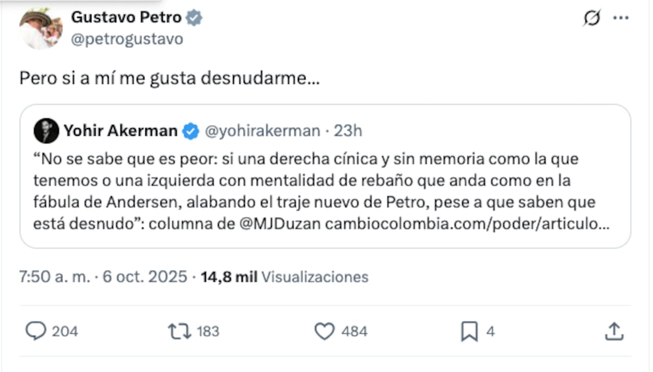 Mensaje del presidente Gustavo Petro.