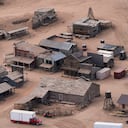 FILE - This Oct. 23, 2021, file photo, shows the Bonanza Creek Ranch in Santa Fe, N.M., where actor Alec Baldwin pulled the trigger on a prop gun while filming "Rust" and unwittingly killed a cinematographer and injured a director. (AP Photo/Jae C. Hong, File)