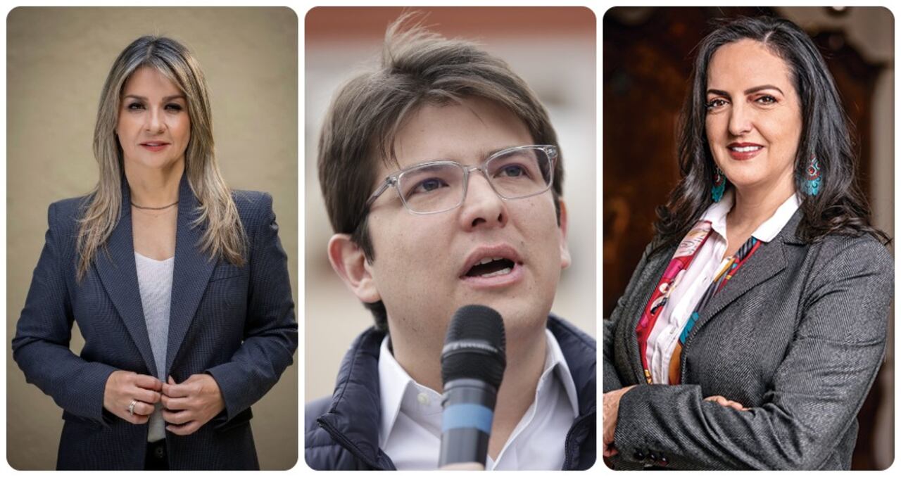 Vicky Dávila, Miguel Uribe, y María Fernanda Cabal.