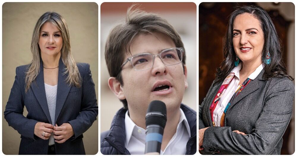Vicky Dávila, Miguel Uribe, y María Fernanda Cabal.