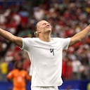 30 de junio: Erling Haaland #9 de Noruega celebra el segundo gol de su equipo durante el partido de dieciseisavos de final de la Copa Mundial de la FIFA 2026.