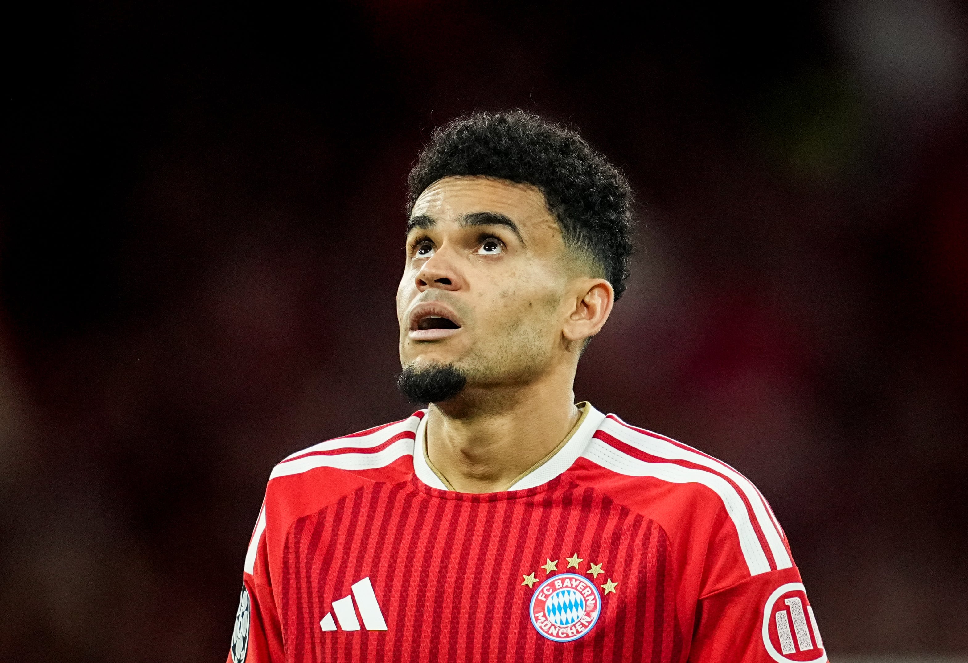Luis Díaz (Bayern Munich) looks on during UEFA Champions League Semi final: Bayern Munich and PSG at Allianz Arena, Munich, Germany on May 06 2026. (Photo by Ulrik Pedersen/NurPhoto via Getty Images)