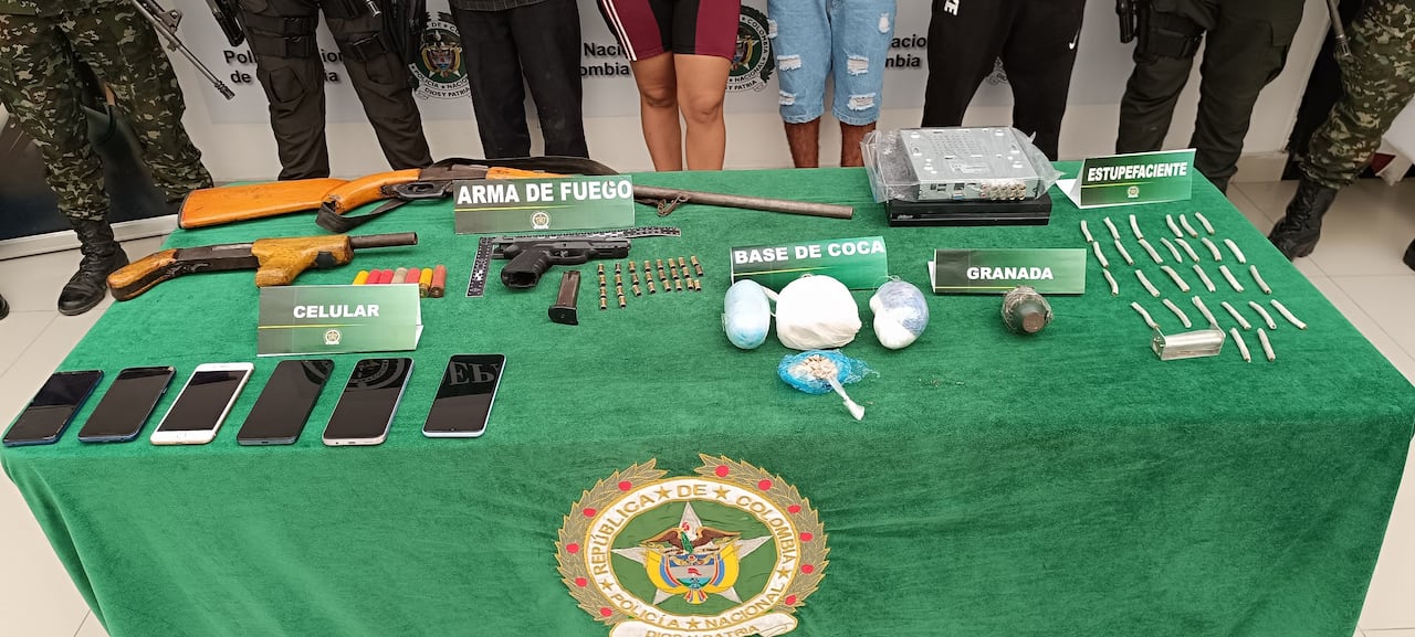 Elementos decomisados en operativo de la Policía.