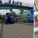 Vehículo intentó subir por un puente peatonal este jueves 23. Julio.