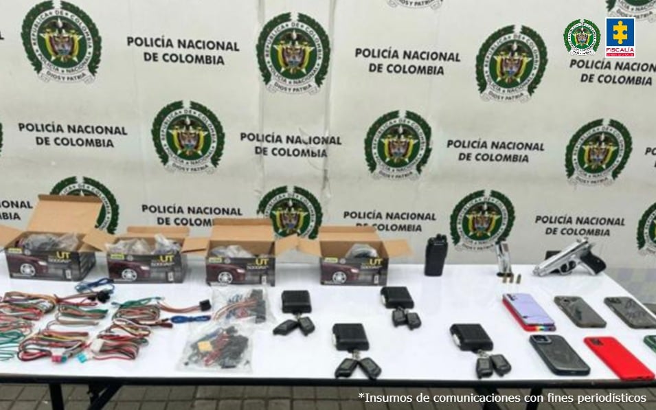 Elementos decomisados por la Policía.