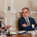 El presidente, Gustavo Petro, y Armando Benedetti, ministro del Interior, en el consejo de ministros del 10 de marzo de 2025