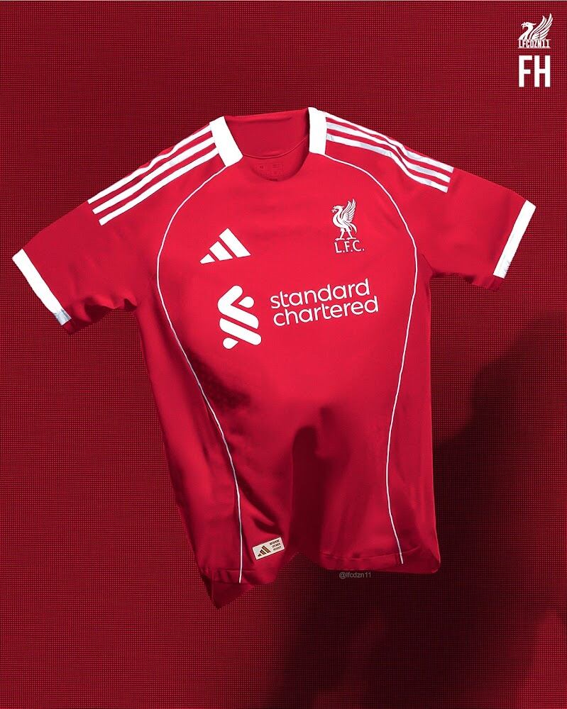 Camiseta que usaría Liverpool, de Luis Díaz, para la temporada 2025-2026.