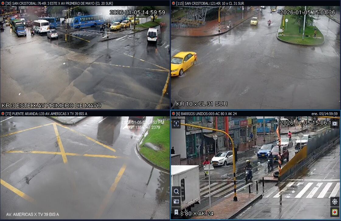 Lluvias en el sur de Bogotá este 5 de enero de 2026.