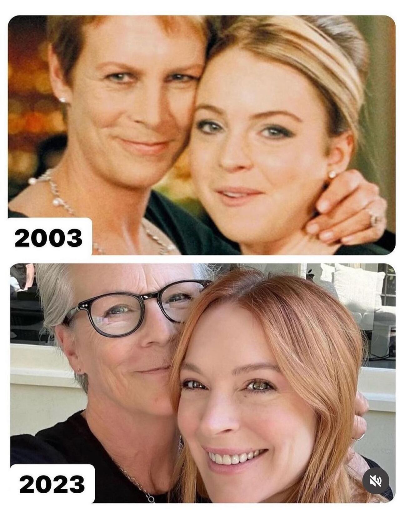 El antes y después de las actrices en la película 'Un viernes de locos'.