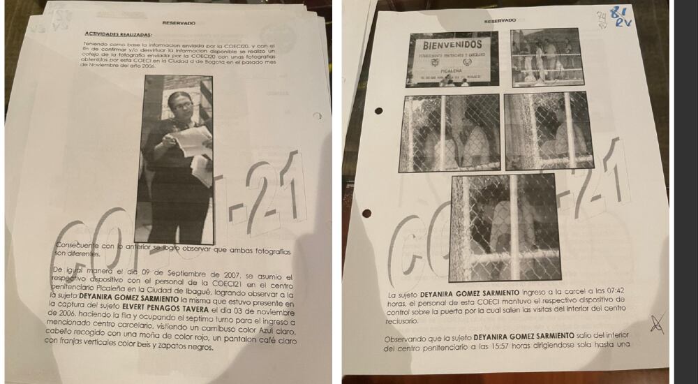 Documento de inteligencia militar sobre Deyanira Gómez