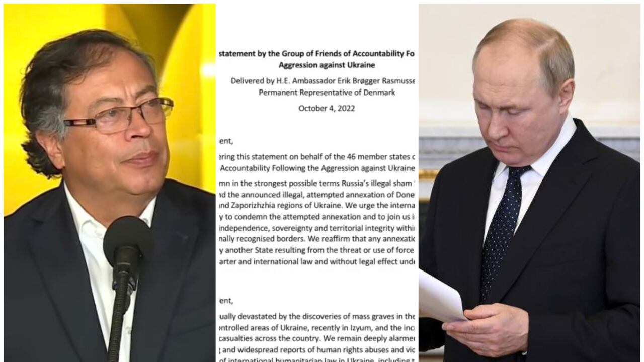 El Gobierno colombiano firmó un documento en el que se hacen duras condenas a las violaciones de derechos humanos por parte de Rusia en Ucrania.