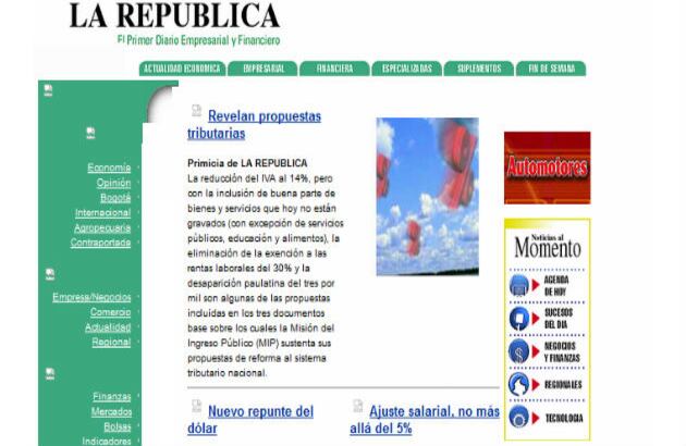 LaRepublica.com.co fue a comienzos de la década de 2000, líder en actualización de noticias de economía y negocios en tiempo real.