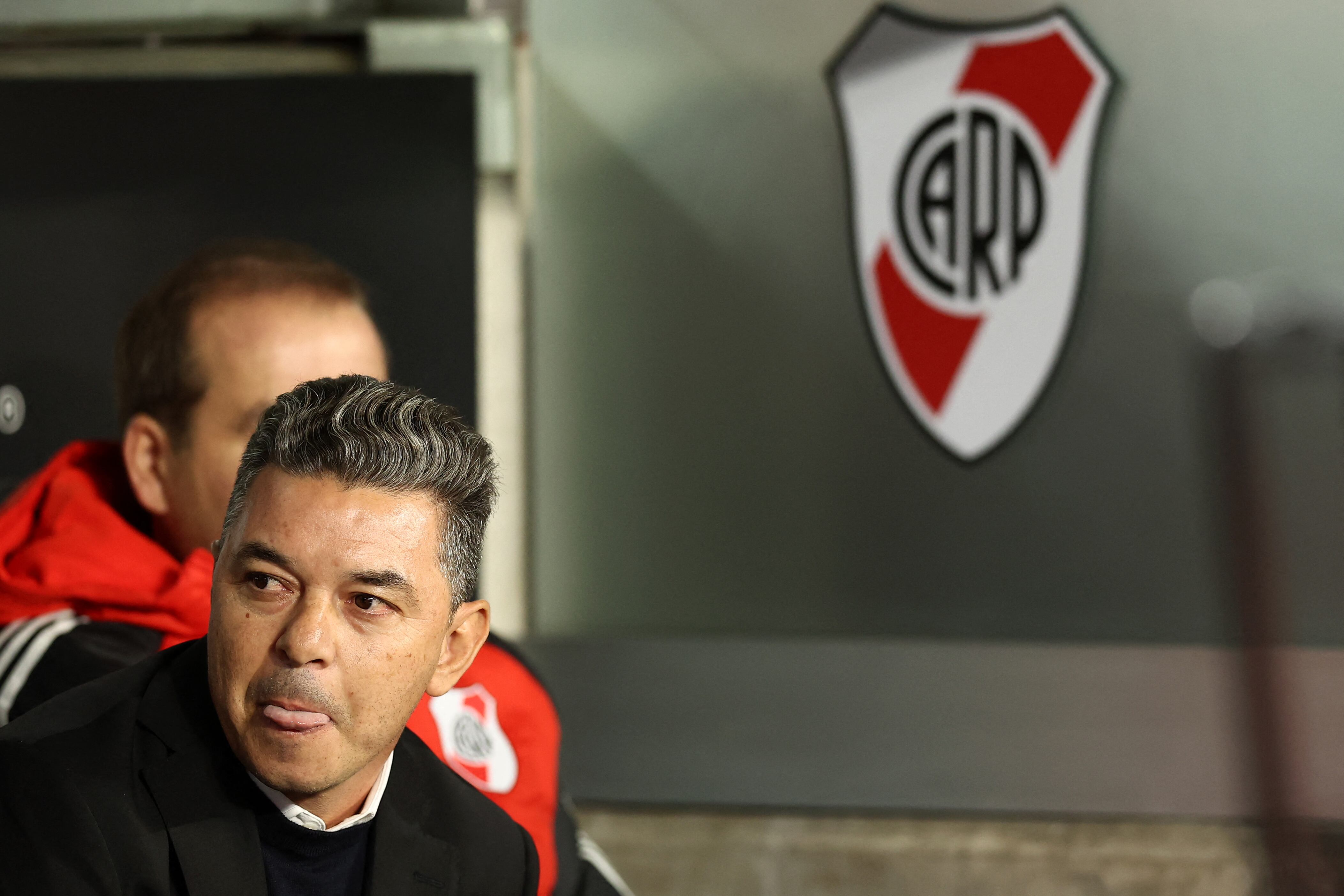 River Plate's head coach Marcelo Gallardo gestures before the Argentine Professional Football League Cup 2024 match between River Plate and Huracan at Monumental stadium in Buenos Aires on August 10, 2024. (Photo by ALEJANDRO PAGNI / AFP)