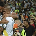 MEDELLIN, COLOMBIA - DECEMBER 20: Macnelly Torres and Alexis Henriquez celebrate after winning a second leg final match between Atletico Nacional and Atletico Junior as part of Liga Aguila II 2015 at Atanasio Girardot Stadium on December 20, 2015 in Medellin, Colombia. (Photo by Marcos Ruiz/LatinContent via Getty Images)