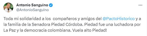 Antonio Sanguino se pronunció por muerte de Piedad Córdoba.