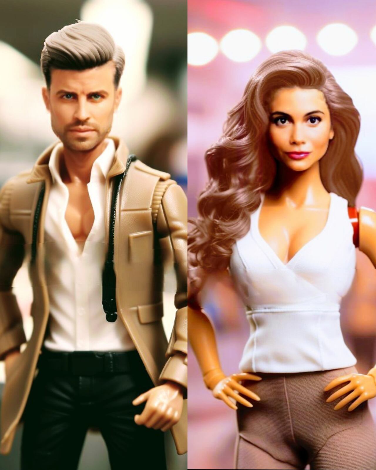 Clara Chía y Piqué como Barbie y Ken.