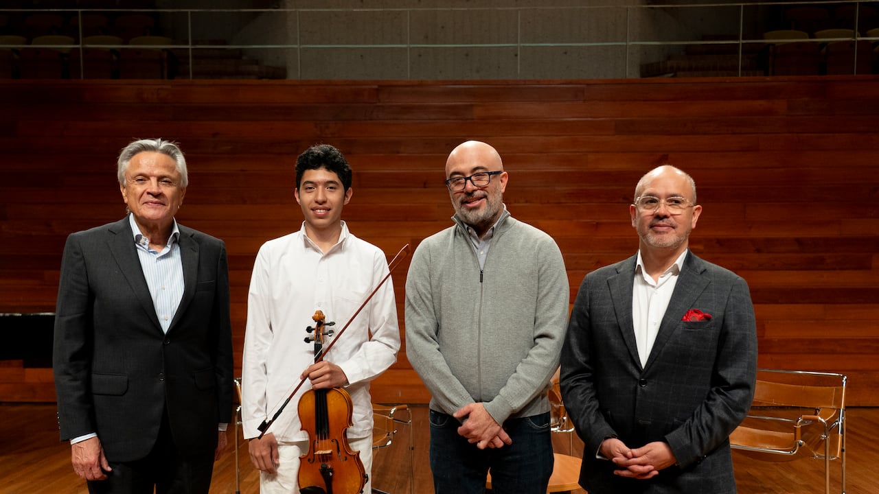 Ramiro Osorio, Manuel Jerónimo Medina, Santiago Trujillo, David García. Concurso Internacional de Violín de ciudad de Bogotá