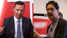 Ministro de Defensa, general (r) Pedro Sánchez, e Iván Cepeda, candidato presidencial del Pacto Histórico.