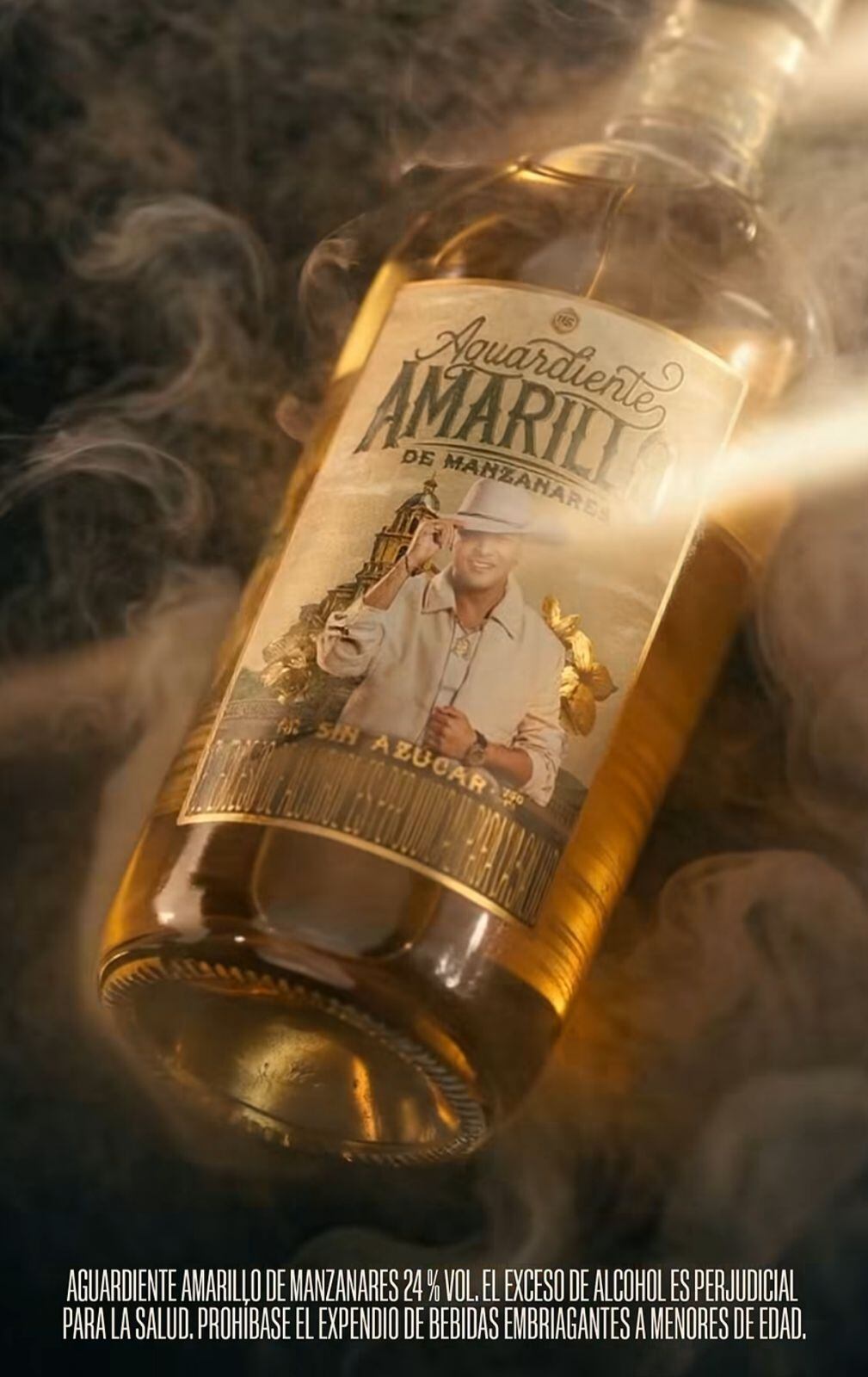 Aguardiente Amarillo con la imagen de Yeison Jiménez.