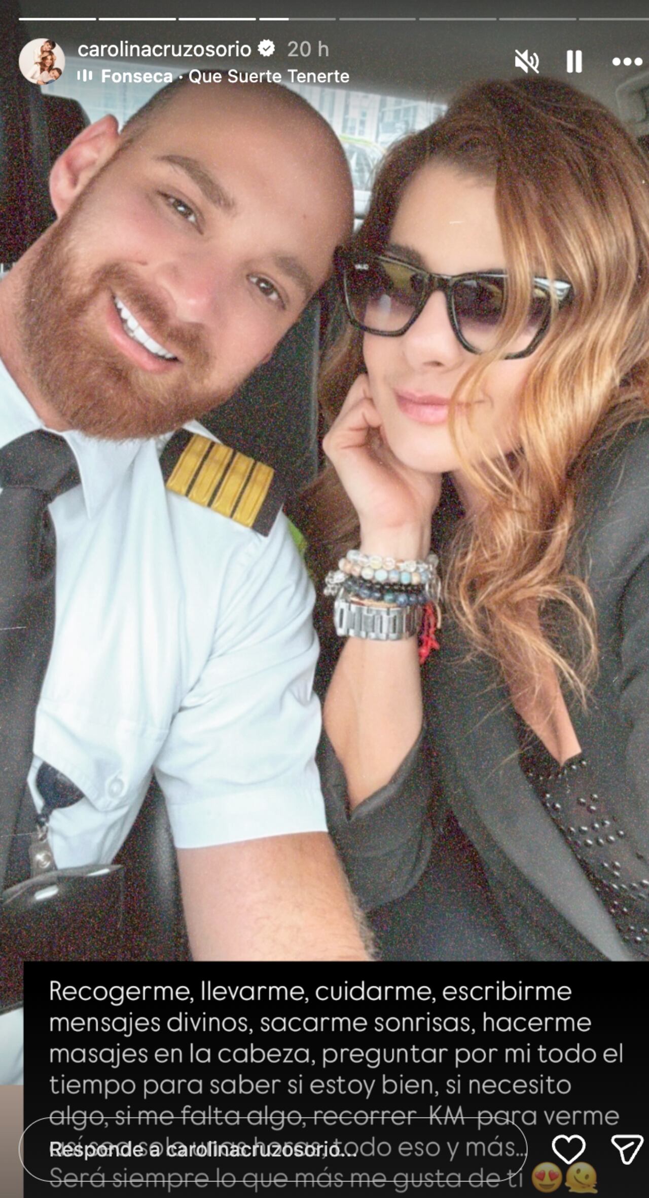 Carolina Cruz le dedicó amoroso mensaje a su novio Jamil Farah