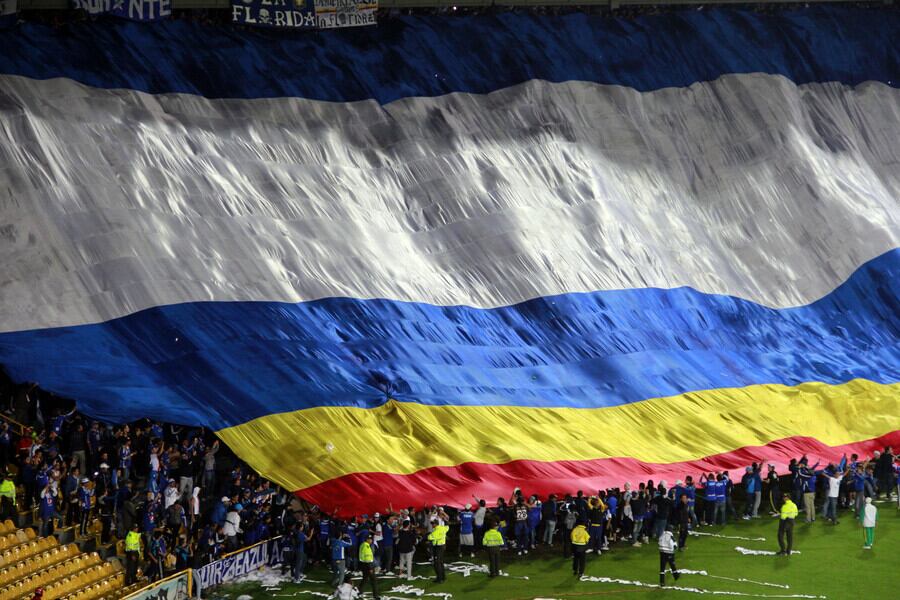 Según hinchas, la bandera fue elaborada por ellos mismos con recursos y donaciones de la afición embajadora.