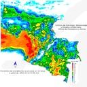 Pronóstico de precipitación acumulada en 24 horas para el día sábado 14 de octubre.