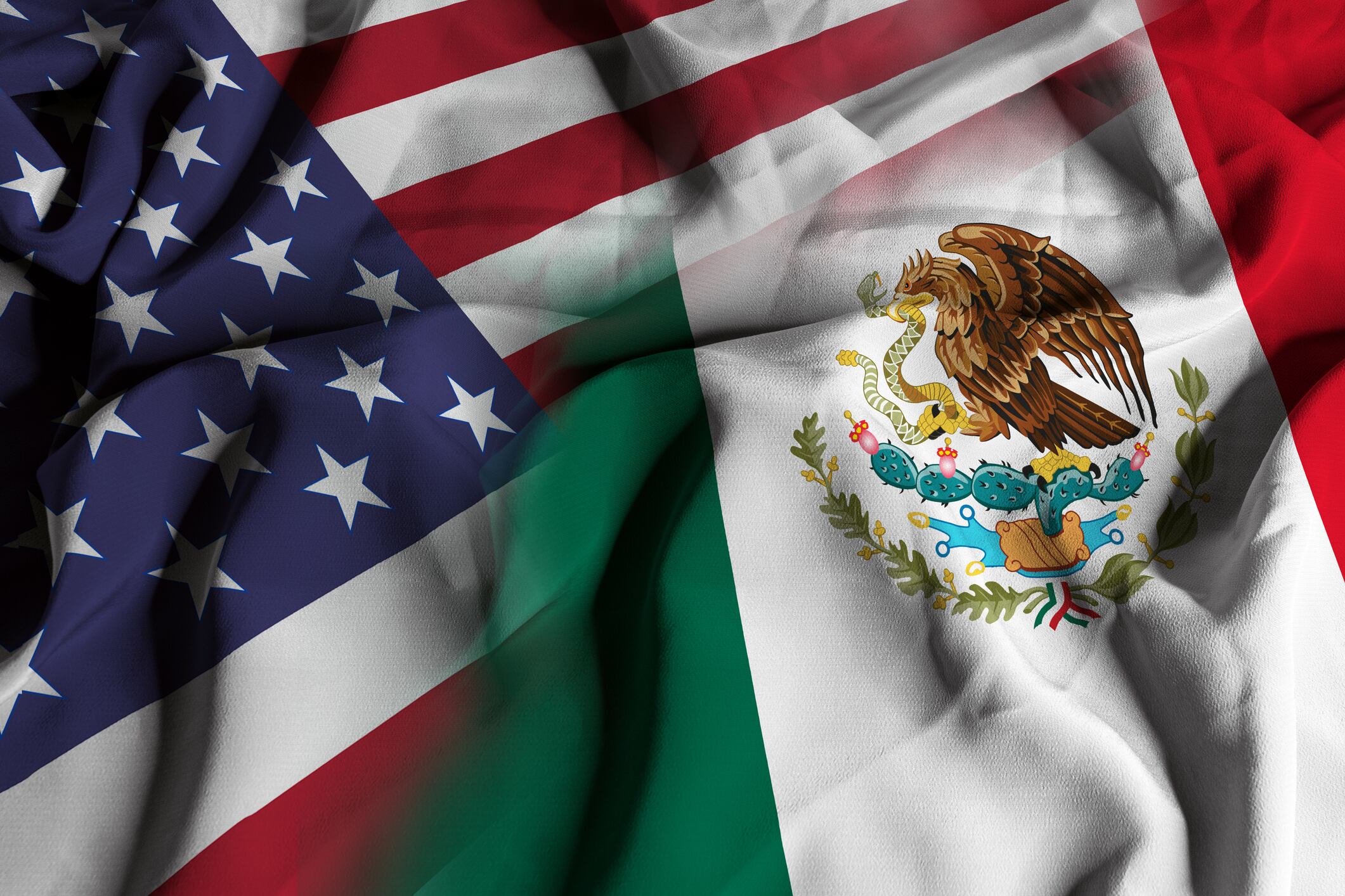 Flags of the United States of America and Mexico